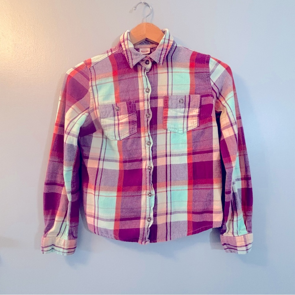 Girls Mossimo Plaid Pink Shirt - Size Small